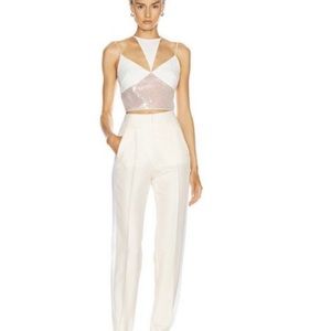 David Koma white sequin panel bra top UK 8
